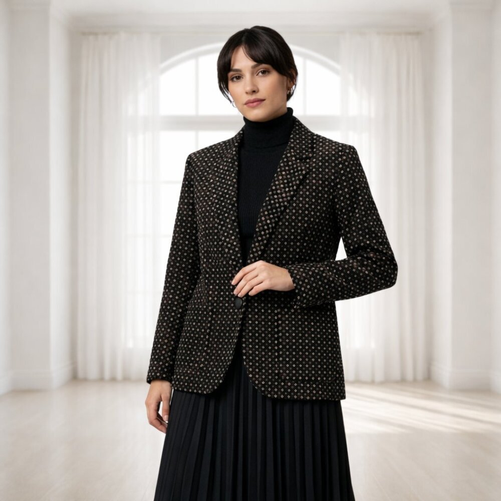 TR Bentley Vintage Velvet Polka Dot Blazer 12 | Dark Academia Made in Japan